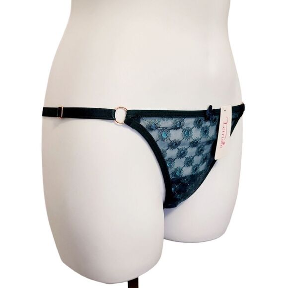 2/$20 Brand New Green Top Fashion Lace T-back Panties One Size - Picture 2 of 4